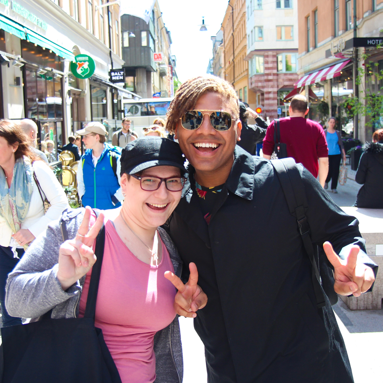 students peace sign in sweden