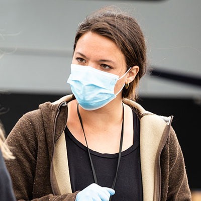 researcher wearing mask